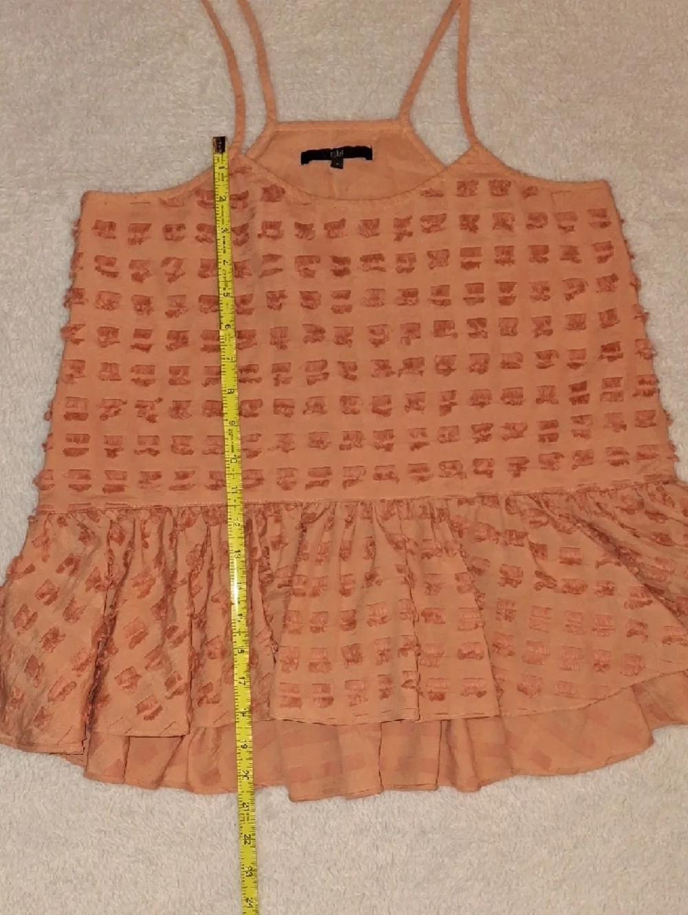 Tibi Peach Textured Ruffle Tank - Picture 9 of 9